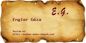 Engler Géza névjegykártya